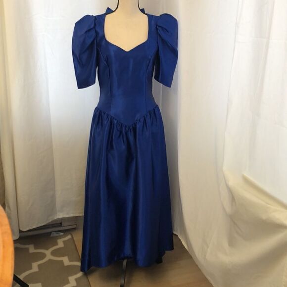 Vintage Alfred Angelo dream maker royal blue all satin dress size S - Picture 13 of 13